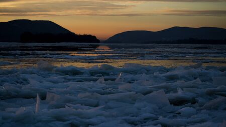 Frozen riverの写真素材
