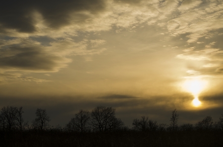 misty sunsetの写真素材