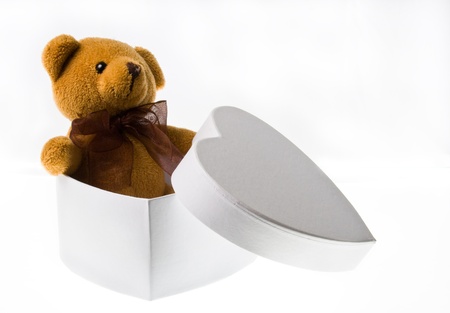 The little broun bear from the heart-boxの写真素材