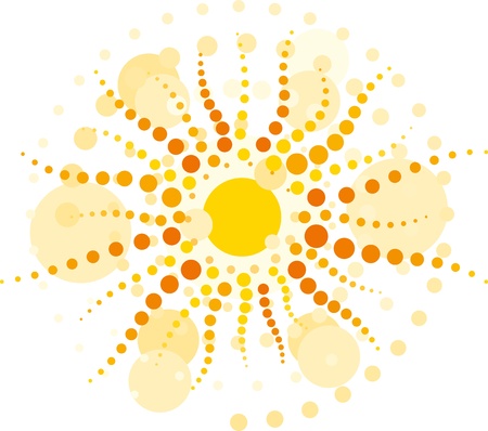 vector yellow sun with rays made from circlesのイラスト素材