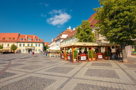 Sibiu, Romania - MAY 25, 2017. beautiful architecture of Large Square (Piata Mare)のeditorial素材