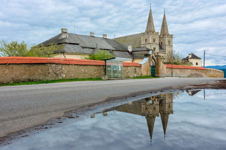 spisska kapitula, slovakia - APR 29, 2019: st. martin's cathedral in spring. One of the largest Romanesque and Gothic styles architecture monuments build between 13 and 15 century in eastern slovakiaのeditorial素材