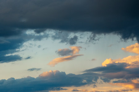 glowing clouds on evening sky. beautiful nature backgroundの写真素材