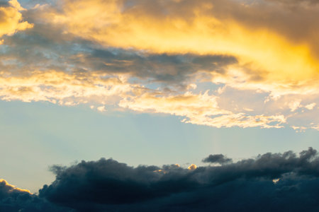 glowing clouds on evening sky. beautiful nature backgroundの写真素材