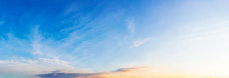 wide angle panorama of a sky at sunrise. glowing clouds on a sunny weather. world environment day...