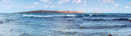 bulgarian seascape with rocky island. scenery near sozopol. afternoon adventure by the seasideの写真素材