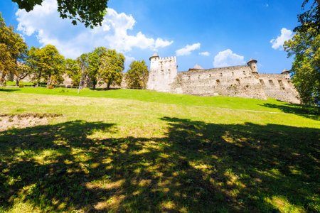 stara lubovna, slovakia - 28 aug 2016: medieval fortress on the hill in stara lubovta town. popular travel destination in slovakia. castle tour tourism in europeのeditorial素材
