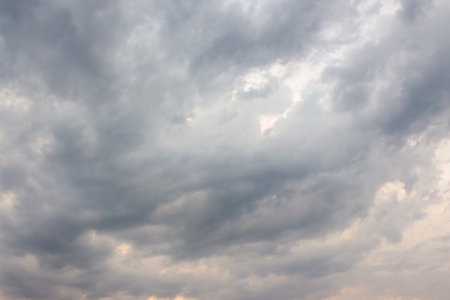 dark storm clouds on the sky. dramatic cloudy weather and meteorology background. scenic environment of climate. heavy cumulonimbus patternの写真素材