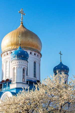 Uzhhorod, Ukraine - 22 March, 2014: Ukrainian Orthodox Church. Christ the Saviour Cathedral on Cyril...