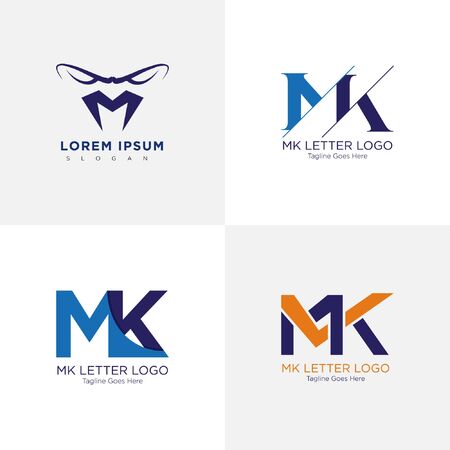 MK letter logo set in vectorのイラスト素材