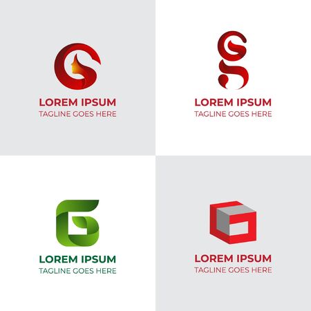 Set of letter G logo icons design template elements. Collection of vector signs.のイラスト素材