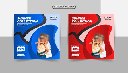 Summer collection fashion shopping banner templateのイラスト素材