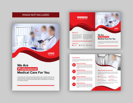 Medical Bi-fold Brochure Template. Multipurpose template with cover, back and inside pages.のイラスト素材