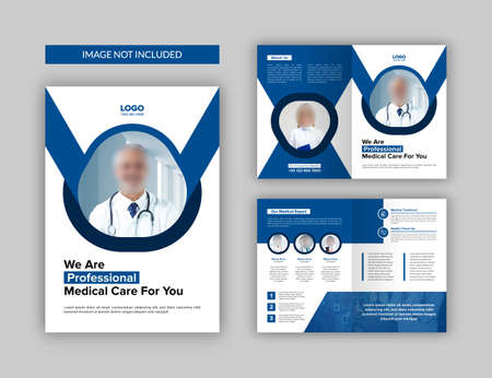 Medical Bi-fold Brochure Template. Multipurpose template with cover, back and inside pages.のイラスト素材