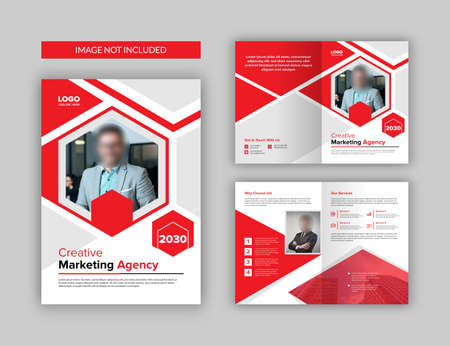 Bi-fold Brochure Template. Multipurpose template with cover, back and inside pages.のイラスト素材