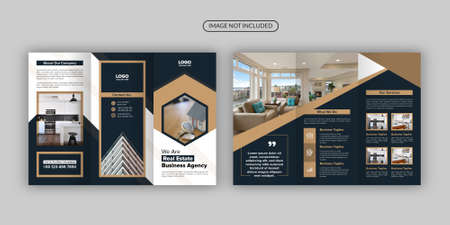 Corporate, Creative, Business Trifold Brochure Template. Trifold Brochure Template with replaceable image.のイラスト素材