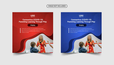 Covid-19 parenting learning through play social media banner template, covid-19 banner templateのイラスト素材