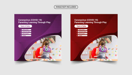 Covid-19 parenting learning through play social media banner template, covid-19 banner templateのイラスト素材