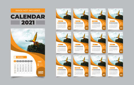 2021 wall calendar, wall calendar template 2021, 2021 corporate wall calendar, 2021 creative wall calendarのイラスト素材