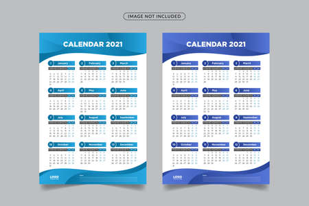2021 wall calendar template with abstract shapes, 2021 new year wall calendar, wall calendar templateのイラスト素材