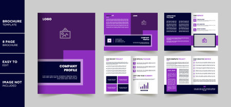 Corporate business 8 page brochure template with creative shapesのイラスト素材