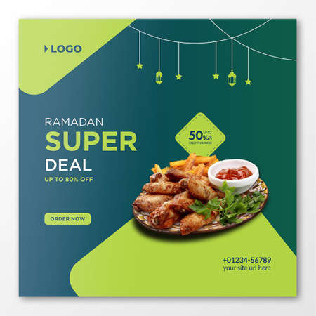 Ramadan kareem food menu social media postのイラスト素材