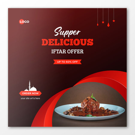 Ramadan special  iftar food menu social media banner templateのイラスト素材