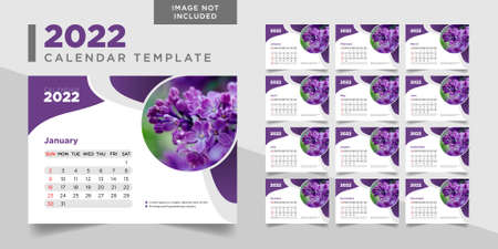 desk calendar 2022 template with place for photo, 2022 desk calendar templateのイラスト素材