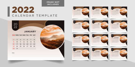 2022 calendar template, desk calendar 2022, 2022 desk calendarのイラスト素材