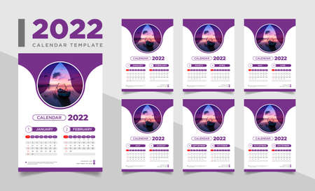 2022 calendar template, wall calendar 2022, 2022 wall calendarのイラスト素材