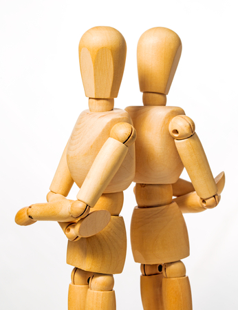 two manikins back to back as if in an argumentの写真素材