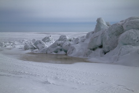 North winter landscape with frozen sea