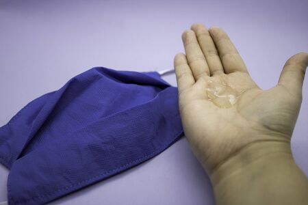 Alcohol gel or hydroalcoholic gel, disinfectant gel, alcohol gel, alcohol gel, bactericidal cleansing gel or antibacterial gel, is a product that is used as a complement to soap and water for washing hands.の写真素材