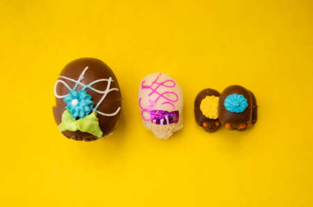 Sugar and chocolate skull wearing face masks, day of the dead
