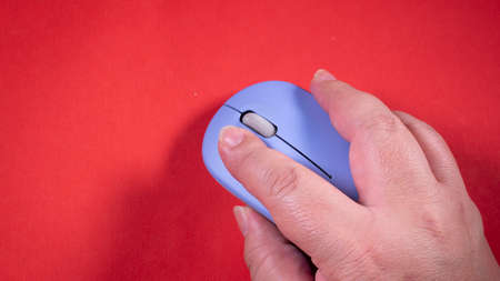 Mouse Computer device that is operated with one hand and allows to direct the movement of the pointer on the screen to transmit various orders.の写真素材