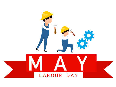 People with worker's helmet representing working people of international labor dayのイラスト素材