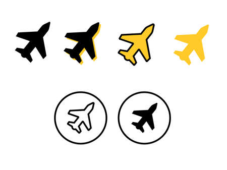 Different types of airplane icons on a white backgroundのイラスト素材