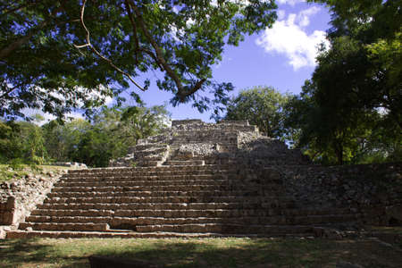 Ruins of Campeche, pyramids of EdznÃ¡ is a Mayan archaeological site. Campeche, MexicoDecember 28,...