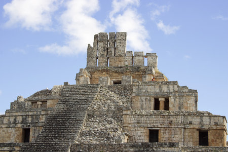 Ruins of Campeche, pyramids of EdznÃ¡ is a Mayan archaeological site. Campeche, MexicoDecember 28, 2021のeditorial素材