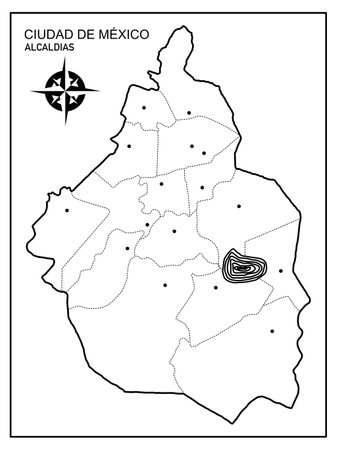 Map of Mexico City or CDMX without names of the mayorsのイラスト素材