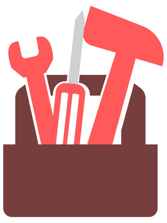 Toolbox with hammer, wrench and screwdriver, white backgroundのイラスト素材