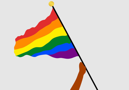 Person of color waving a rainbow flag, from the lgbt+ communityのイラスト素材