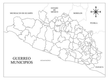 Map of the State of Guerrero in Mexicoのイラスト素材