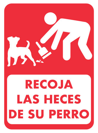 Sign with icon of a person picking up his dog's fecesのイラスト素材