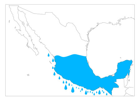 Concept of lack of water, due to climate change, map of Mexico that is running out of waterのイラスト素材