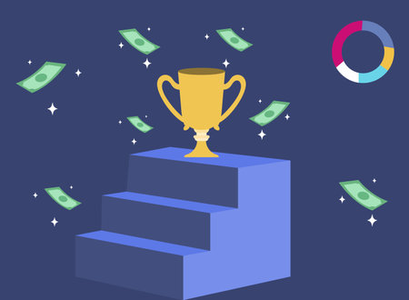 Concept of success, achieving financial success, obtaining trophy or treasureのイラスト素材