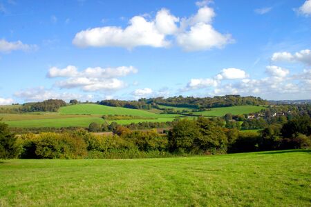 Green and pleasant land of the Chiltern countryside in Buckinghamshire Englandの写真素材