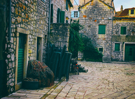 Old Fisherman House with Fishing Netsの写真素材