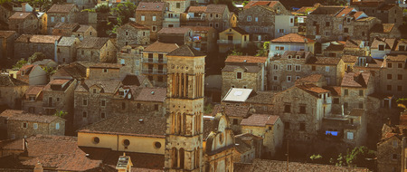 Typical Houses of Coastal City in Croatiaの写真素材