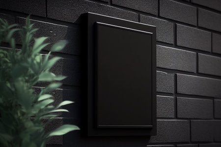 Black blank signboard mock up street store or company on wall, billboard template, generative aiの素材